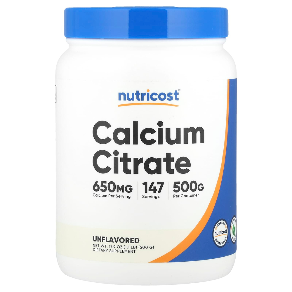 Nutricost, Цитрат кальция, без добавок, 500 г (17,9 унции)