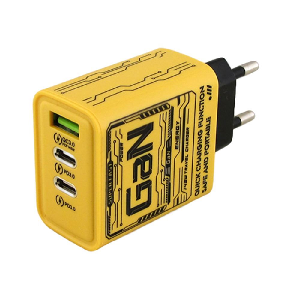 Сетевое зарядное устройство 5V 3A/9V 3A/12V 2,08A CH145-PD желтое USB+2PD 150W