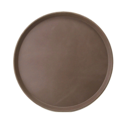 Поднос круглый; пластик, прорезиненный; D=356 мм, H=25 мм; коричневый, серый 04080631