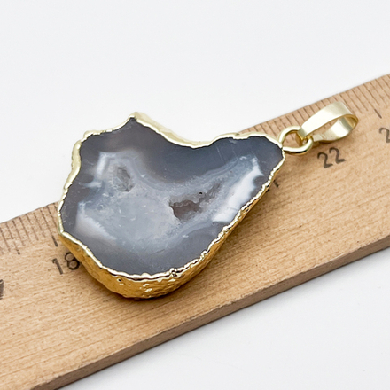 Срез агата в оправе, подвеска, размер камня 32*28 мм, цена за 1 шт