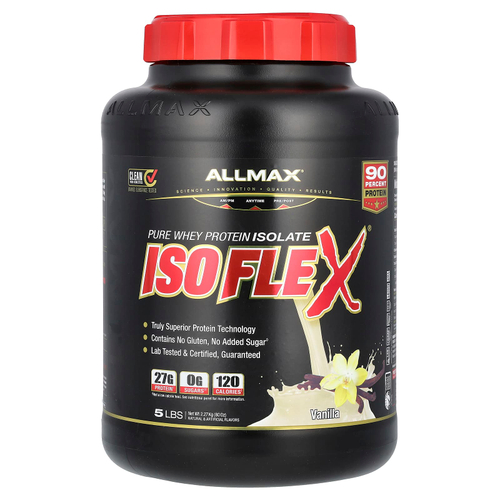 ALLMAX, ISOFLEX®, чистый изолят сывороточного протеина, ваниль, 2,27 кг (5 фунтов)