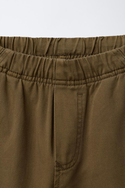 ZARA БРЮКИ КАРГО ИЗ ТВИЛА, КОРИЧНЕВЫЙ