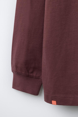 ZARA ФУТБОЛКА С НАДПИСЬЮ, ГРАНАТОВЫЙ