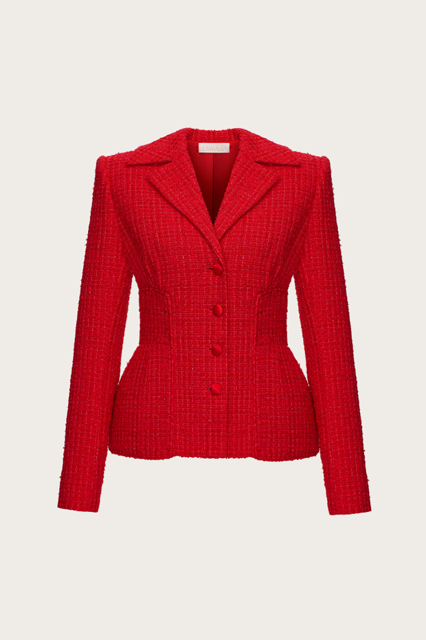 ЖАКЕТ ИЗ КРАСНОГО ХЛОПКОВОГО ТВИДА