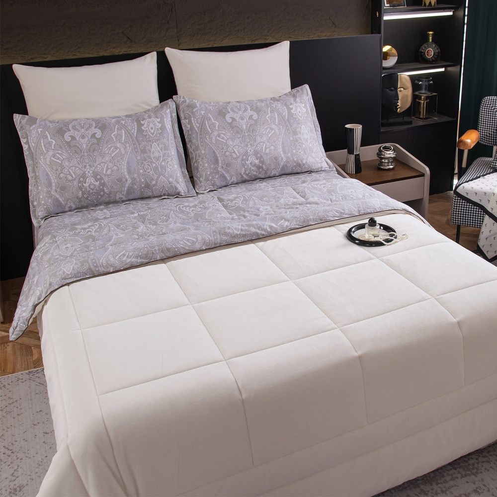 Комплект постельного белья на резинке Сатин Velouria Luxe с Одеялом VLR002