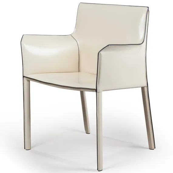 Стул с подлокотниками Barrie бежевая кожа