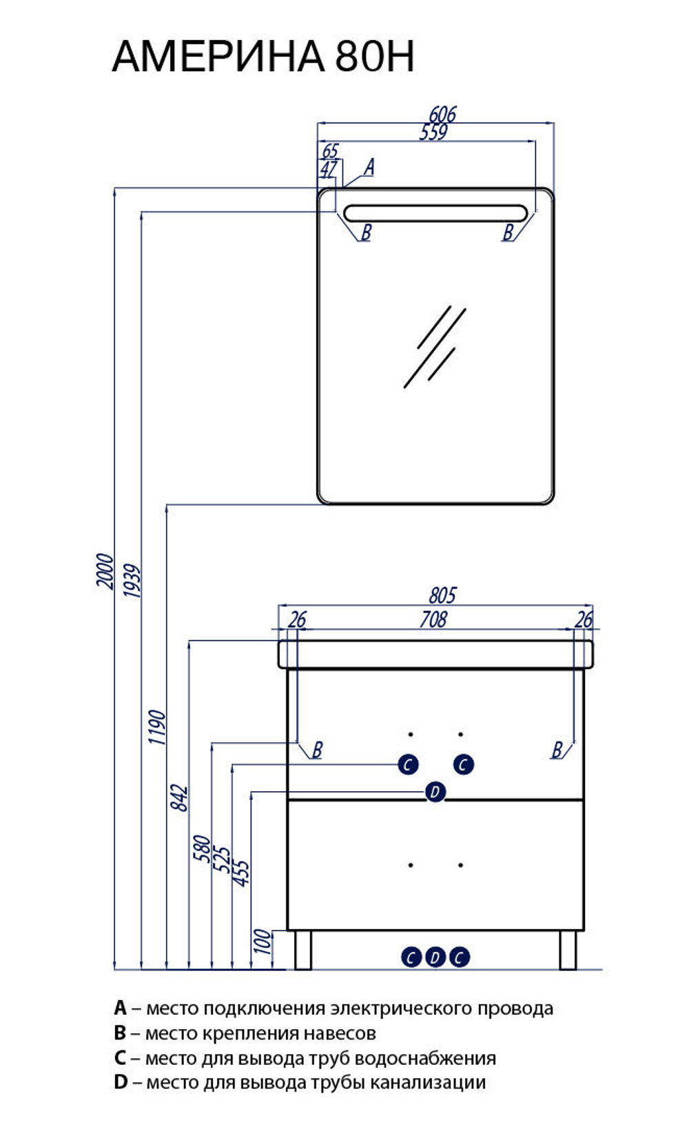 Тумба под раковину Акватон Америна 80 Н
