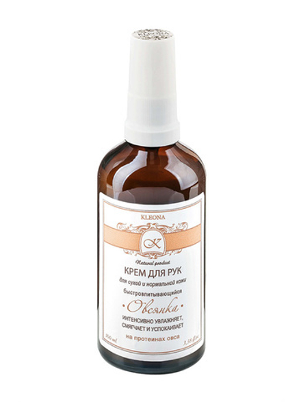 Kleona Крем для рук Овсянка для сухой и нормальной кожи, интенсивно увлажняет, смягчает и успокаивает, 100 мл