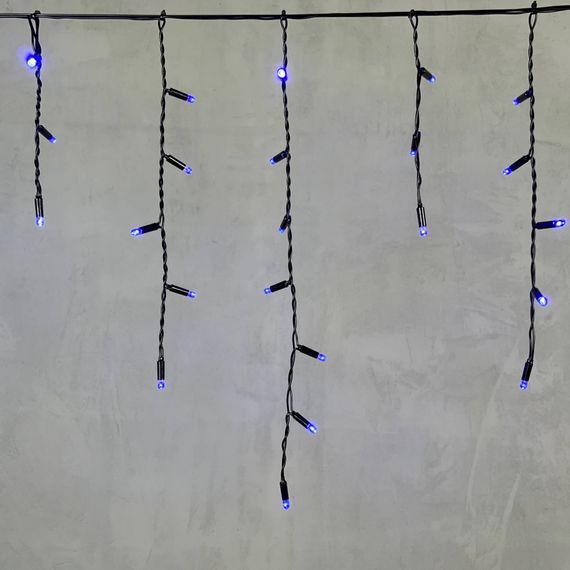 Светодиодная бахрома с колпачком 3,1*0,5 м., 120 синих LED ламп, черный провод ПВХ, IP65, LTC (PIL120CAP-11-2B)