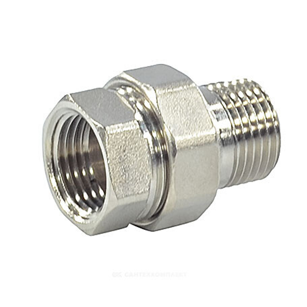 Соединитель латунь никель американка Ду 20 (3/4") прямой ВР/НР SantechSystems