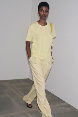 ZARA ФУТБОЛКА С ВОЛАНАМИ С ПЕРЕДИ, ЖЕЛТЫЙ