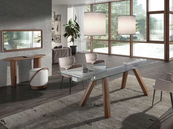 Раздвижной обеденный стол 1123/MC21034DT из закаленного стекла 160/200/240 х 90 Испания