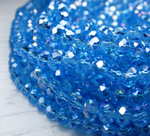 БП016ДС46 Хрустальные бусины "рондель", цвет: ярко-голубой AB прозрачный, 4х6 мм, кол-во: 58-60 шт.