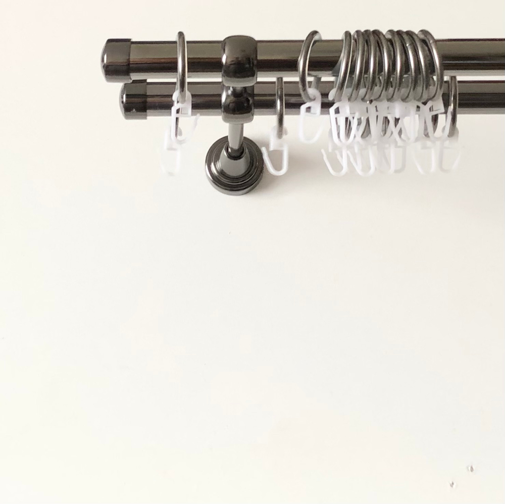 Карниз для штор "Заглушка" d19/19 мм двухрядный, цвет черный никель