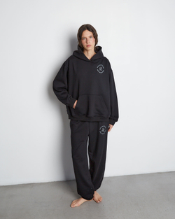 Комплект: толстовка и брюки из футера на кнопках черный