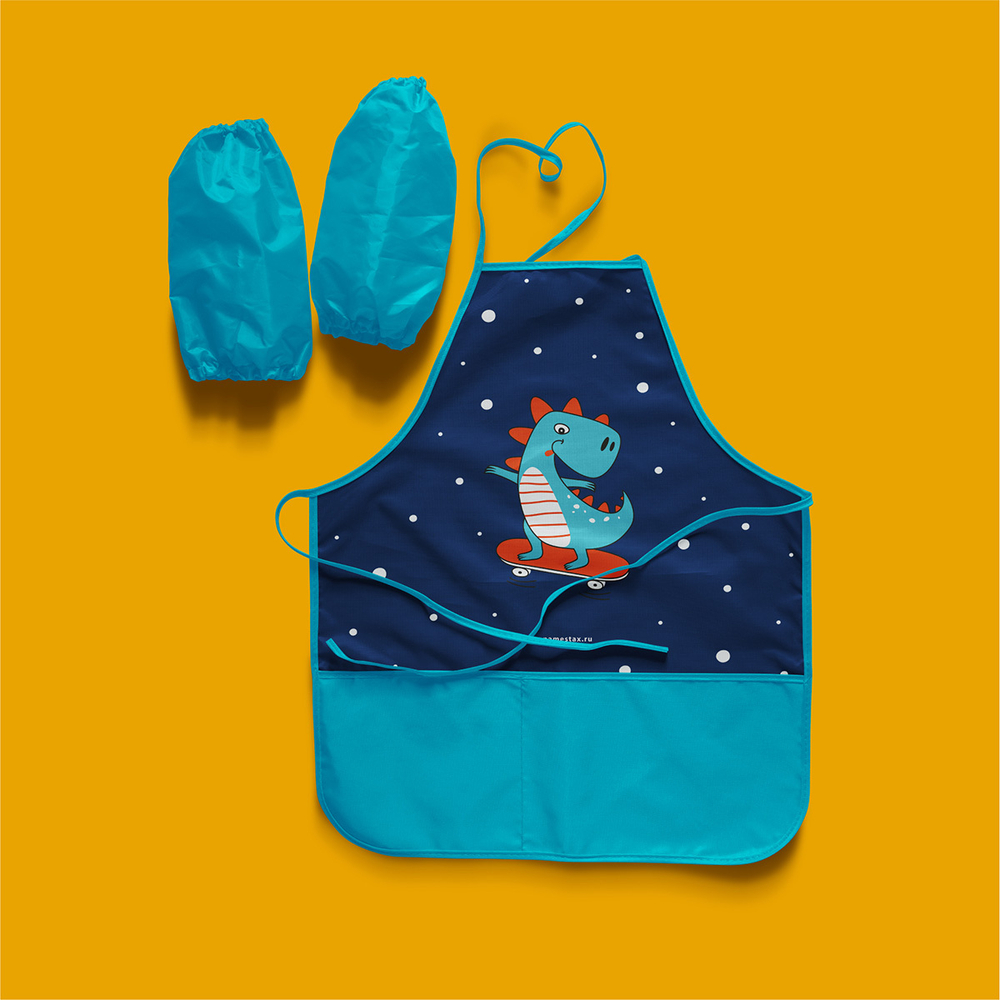 Фартук завязки 49х39 Динозавр (синий)