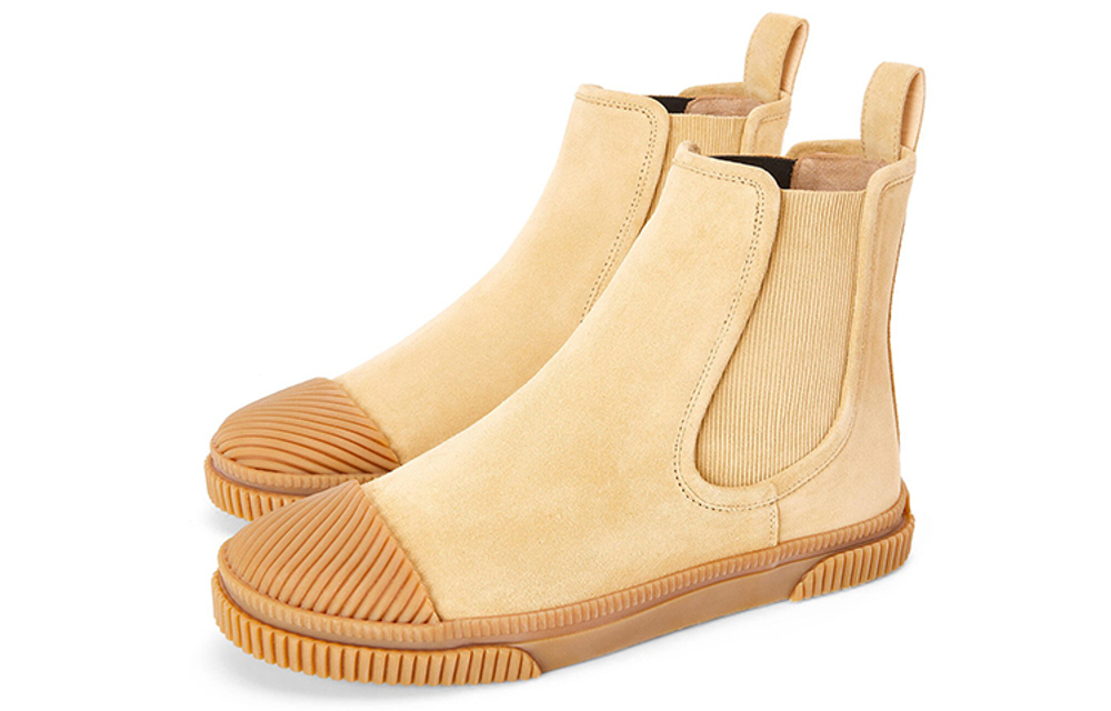 LOEWE Suede Ankle Length Chelsea Boots Men"s Gold