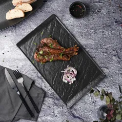 Блюдо прямоугольное 33,5*20,5 см h1,5 см с бортами Side Up2 Black Raw Stellar P.L. Proff Cuisine [1]