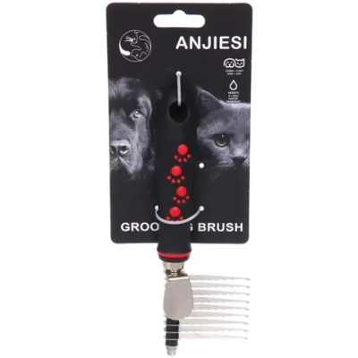 Расческа для удаления колтунов «ПРОФФ - МОЙ БРО», прорезиненная ручка, цвет красный/черный, 6*20см