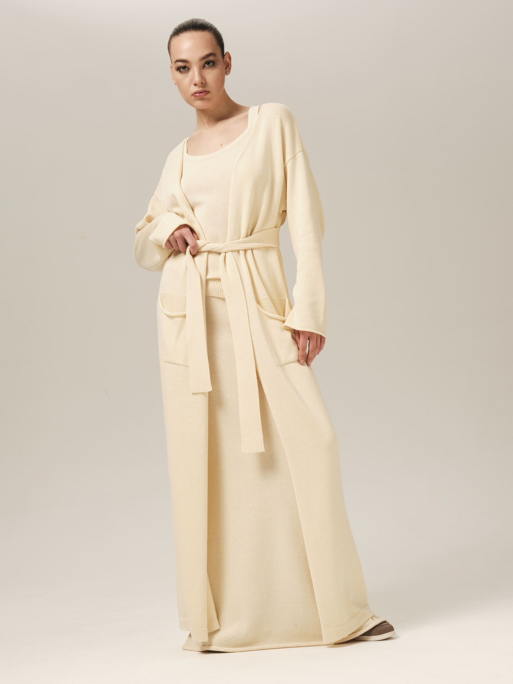 C0385-01 молочный L-XL/164 Кардиган dbr