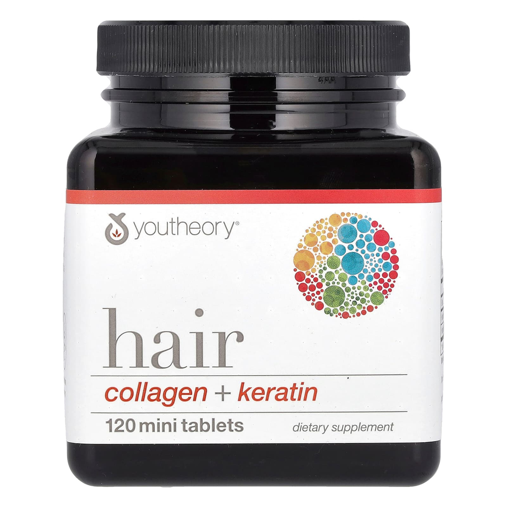 Youtheory, Hair, коллаген и кератин, 120 мини-таблеток