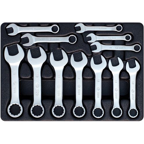 KING TONY (9-1282MR) Набор укороченных комбинированных ключей, ложемент, 12 предметов