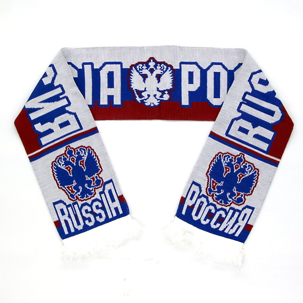 Шарф Россия триколор вязаный