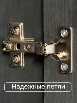 Шкаф витрина 90х39х192, Лена, стеклянная, трехдверный, массив сосны, буфет для кухни, для посуды, серый, Dipriz