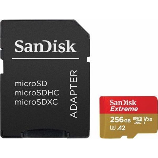 Карта памяти SanDisk Extreme microSDXC Class 10 UHS Class 3 V30 A2 160MB/s 256GB + SD adapter (SDSQXA1-256G)