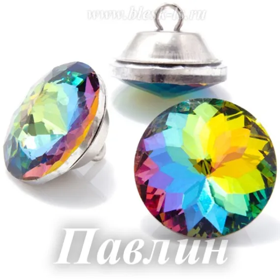 Пуговица со стразой Д3, Павлин