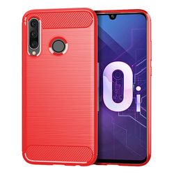 Мягкий чехол красного цвета в стиле карбон для смартфона Honor 10i, серия Carbon от Caseport