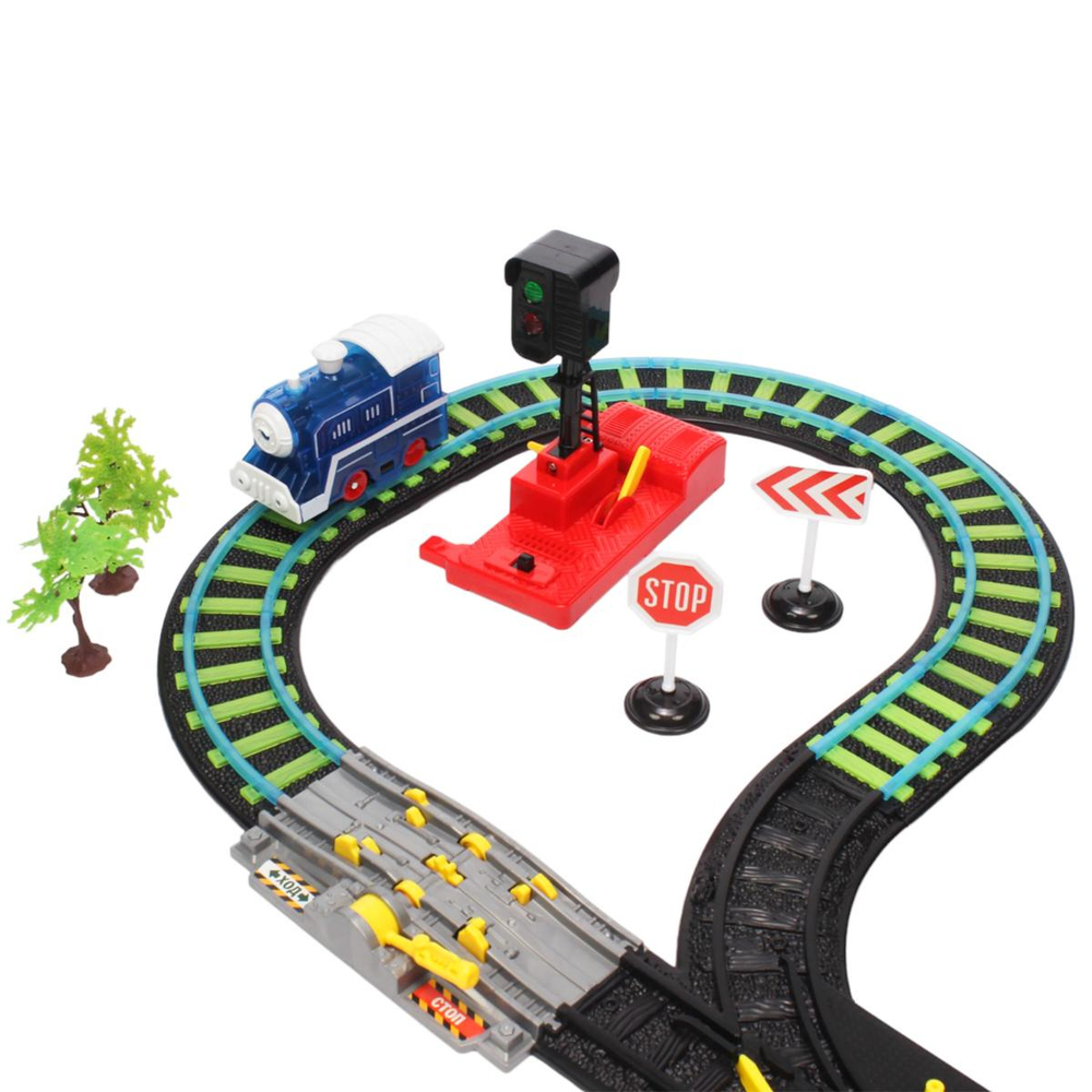 Железная дорога со светофором на бат. 49*9*31см, свет/звук. коробка