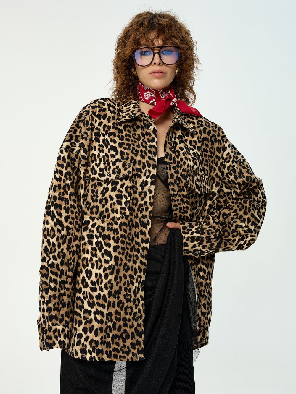 Рубашка Kraizy Stripes Leo Wild джинсовая леопардовая