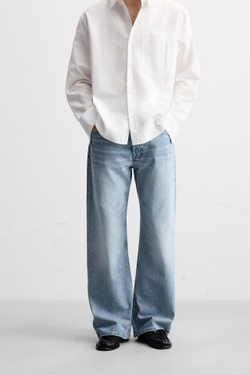 ZARA ДЖИНСЫ FLARE FIT BAGGY, ГОЛУБОЙ