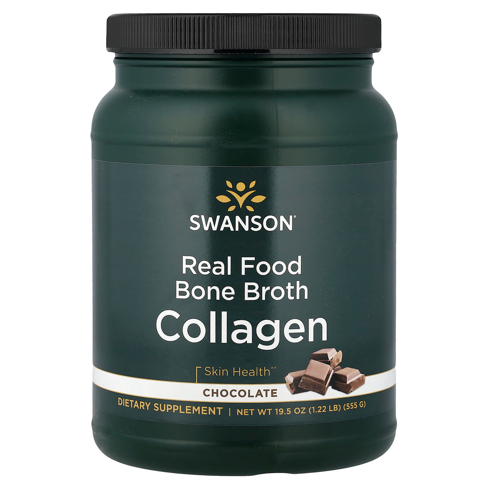 Swanson, Real Food Bone Broth Collagen, шоколад, 555 г (1,22 фунта)