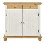 Комод Хельсинки в прихожую для обуви и вещей, белый воск/антик, сосна