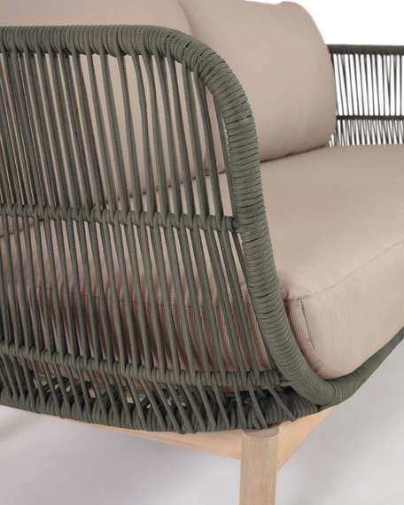 Трехместный уличный диван Catalina, зеленый корд, массив акации