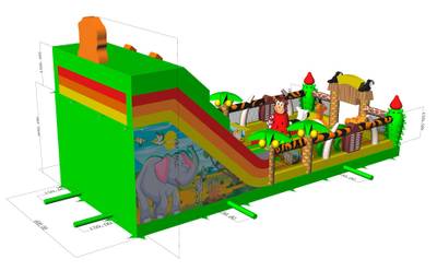 Коммерческий надувной батут "Сафари Ультра", 14*6*7,5 м.
