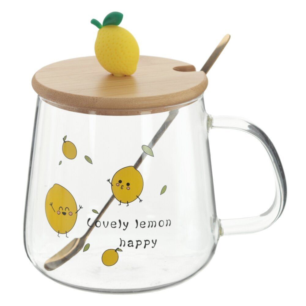 GAEM Кружка с крышкой и ложкой, 500 мл, L12,5 W9 H12,5 см, 4в.