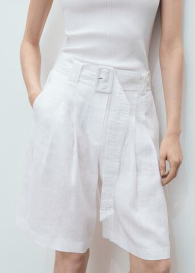 Льняные бермуды с поясом