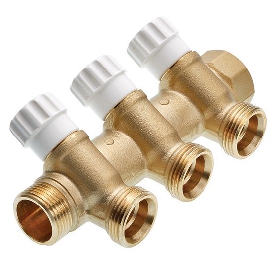 Коллектор TECE 3/4"х3/4" «EK евроконус» на 3 контура с запорными вентилями 8730007