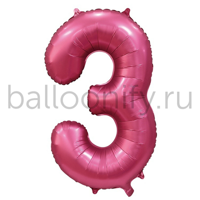 Шар ЦИФРА 3 Сатин Pomegranate 40" 102 см