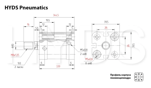 ADN-25-300-A-P-A Пневмоцилиндр