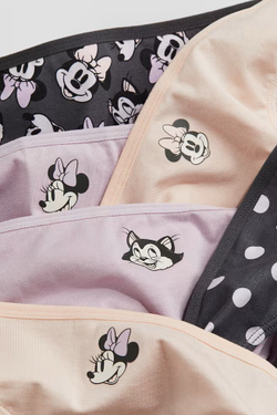 H&M Набор из семи хлопковых трусиков с принтом, пудрово-розовый