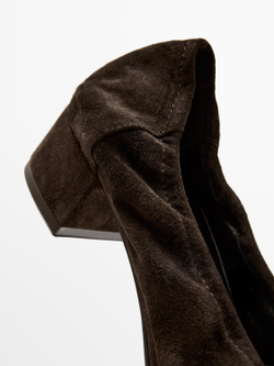 Massimo Dutti Балетки на высоком каблуке, коричневый