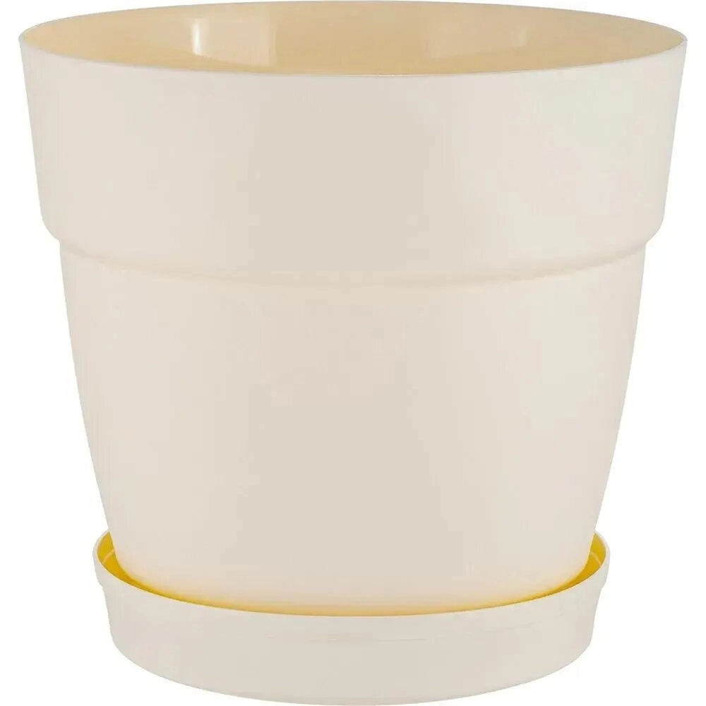 Горшок для цветов InGreen Villa de Fiori с фиксируемым поддоном 4л, D200мм, белоснежный жа