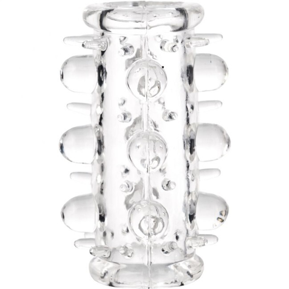 Насадка на пенис с бусинами и усиками (прозрачный) (Цвет: прозрачный)