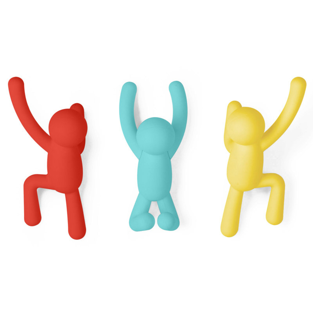 Вешалки-крючки Buddy 3 шт. разноцветные яркие Umbra