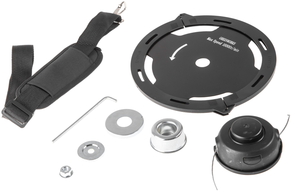 Триммер струнный аккумуляторный GREENWORKS GD40BC, 40В,35см, б/щ, с ножом, с 1АКБ 4Ач и ЗУ  (1301507UB)