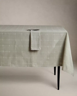ZARA HOME ХЛОПКОВАЯ СКАТЕРТЬ, ЗЕЛЕНЫЙ